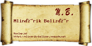 Mlinárik Belizár névjegykártya